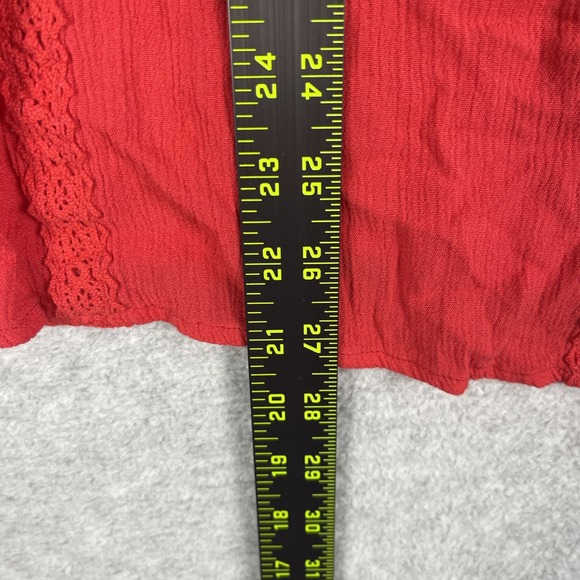 Torrid Peasant Gauze Top Crochet Trim Womens 3X Red Boho Cottagecore Festival - Picture 8 of 9
